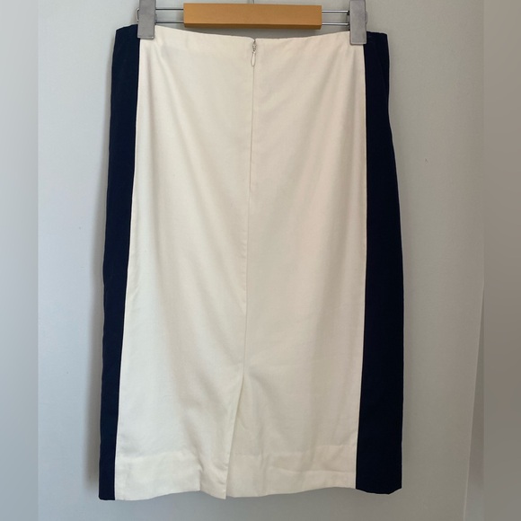 J. Crew Colorblock Wool Pencil Skirt Cream Black Size 4 Office Career - Picture 5 of 9